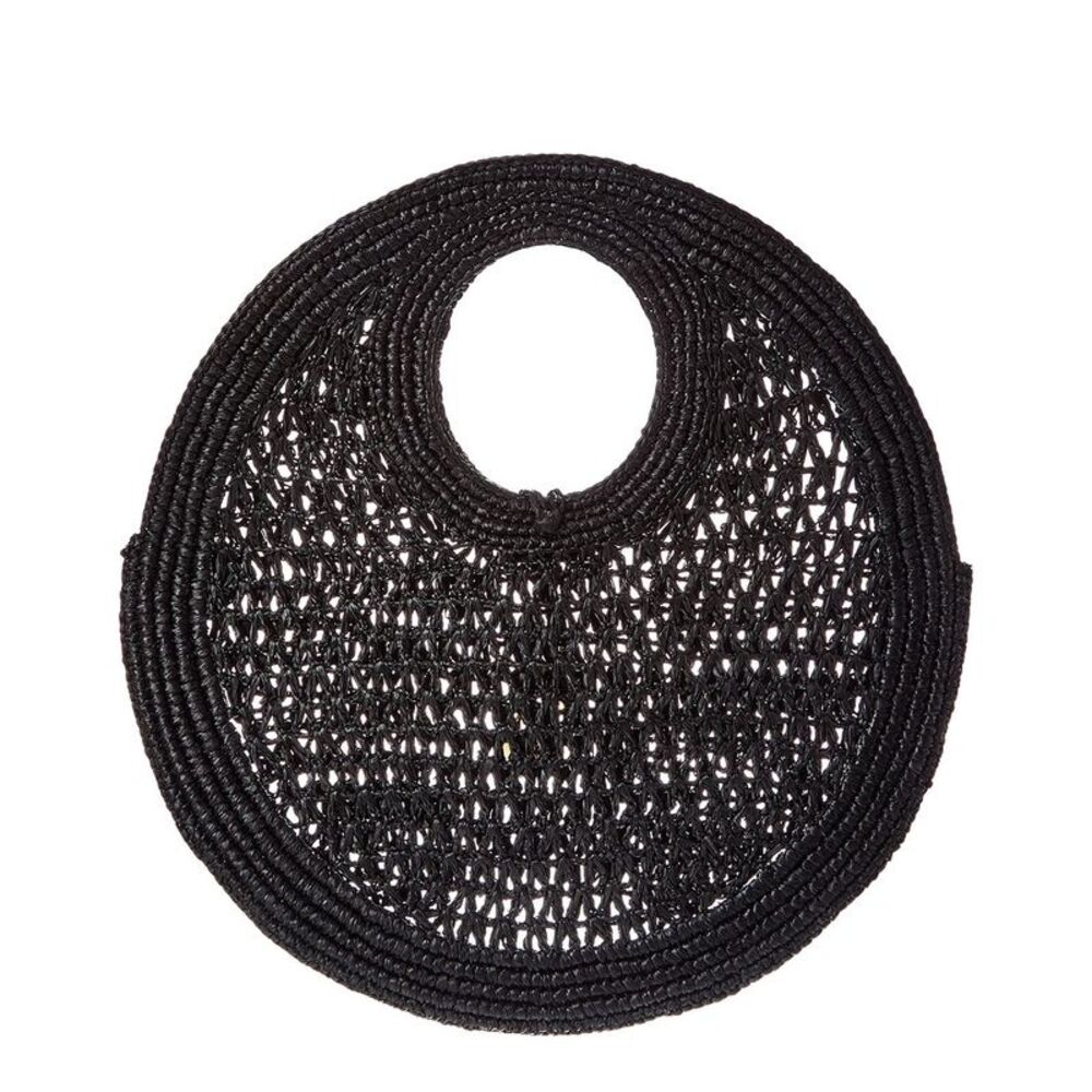 Jacquemus Spiaggia Small Raffia Round Tote, Black - Picture 2 of 4